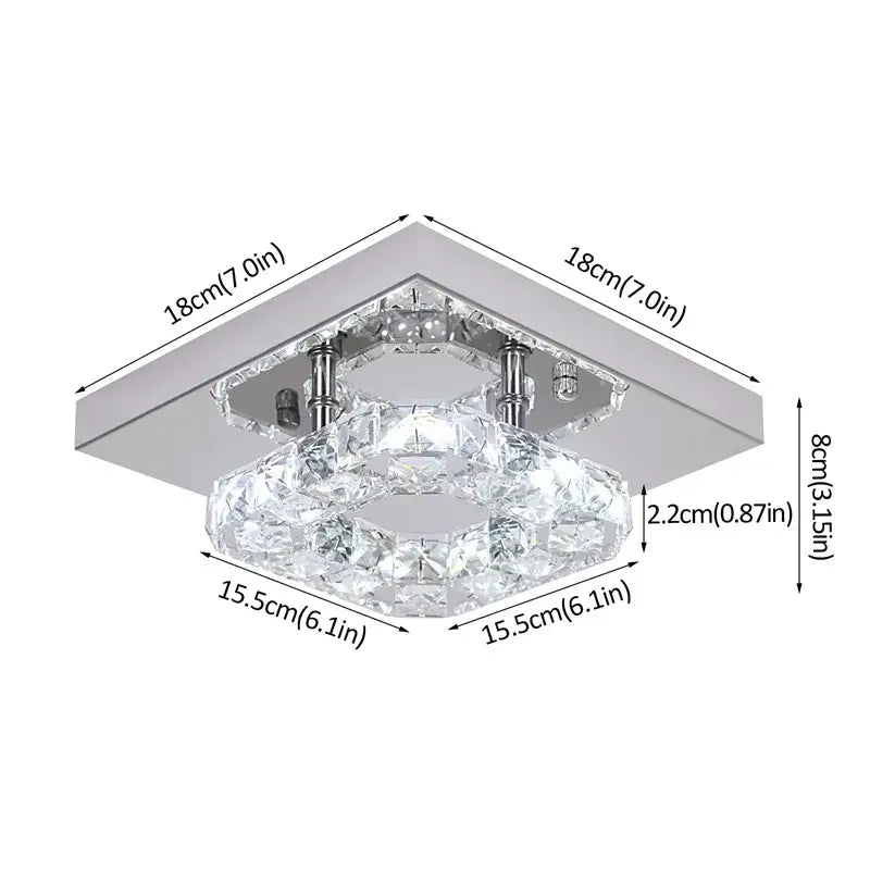 Modern square chrome crystal led ceiling light living room dimmable