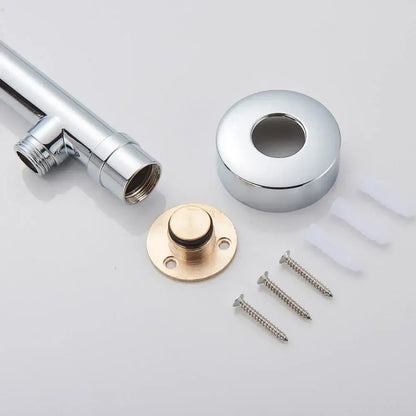 Modern square chrome rainfall shower head with arm and hose bathroom