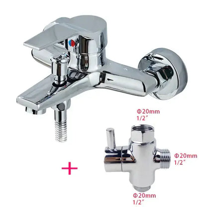 Modern square chrome rainfall shower head with arm and hose bathroom