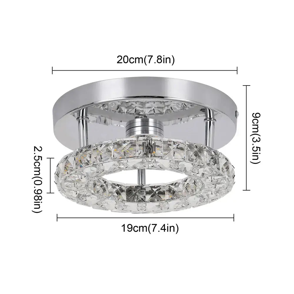 Modern square crystal flush mount ceiling light kitchen fixture