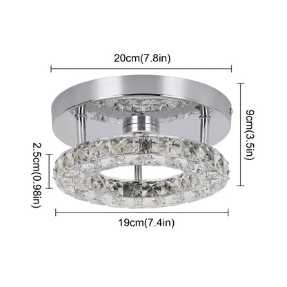 Modern square crystal flush mount ceiling light kitchen fixture