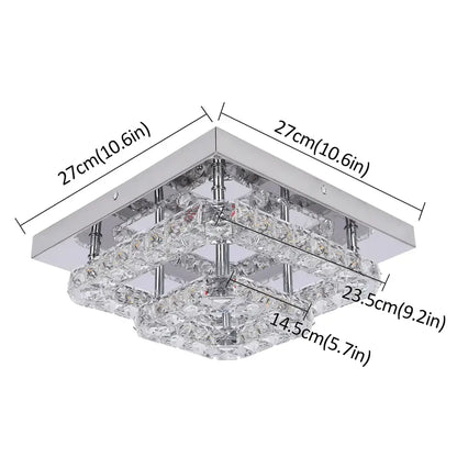 Modern square crystal flush mount ceiling light kitchen fixture