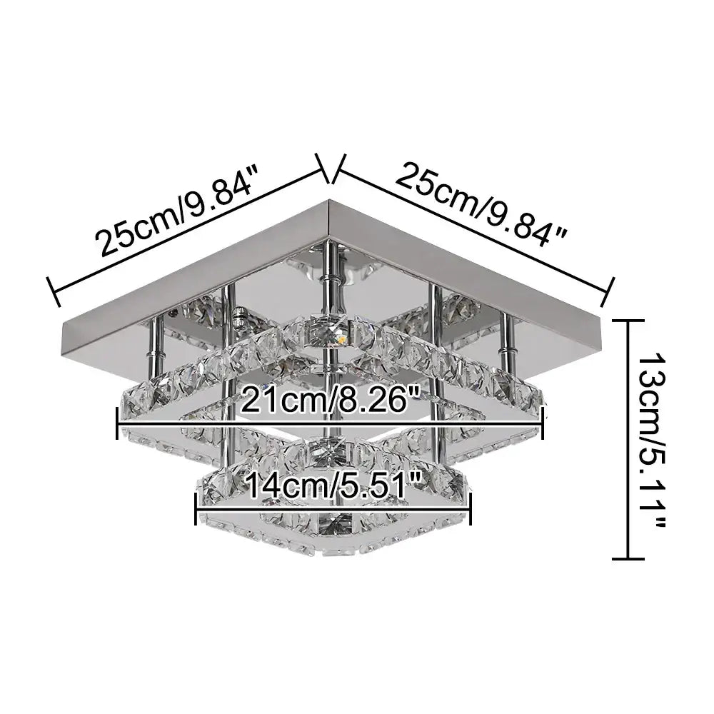 Modern square crystal flush mount ceiling light kitchen fixture