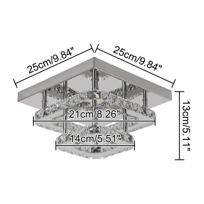 Modern square crystal flush mount ceiling light kitchen fixture