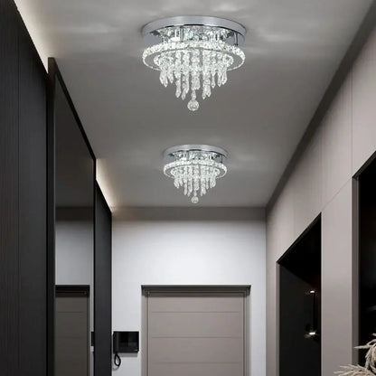 Modern square crystal flush mount ceiling light kitchen fixture
