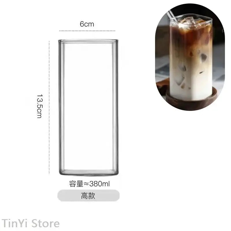 Modern square glass coffee tea mug kitchen drinkware