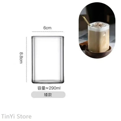 Modern square glass coffee tea mug kitchen drinkware