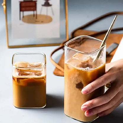 Modern square glass coffee tea mug kitchen drinkware