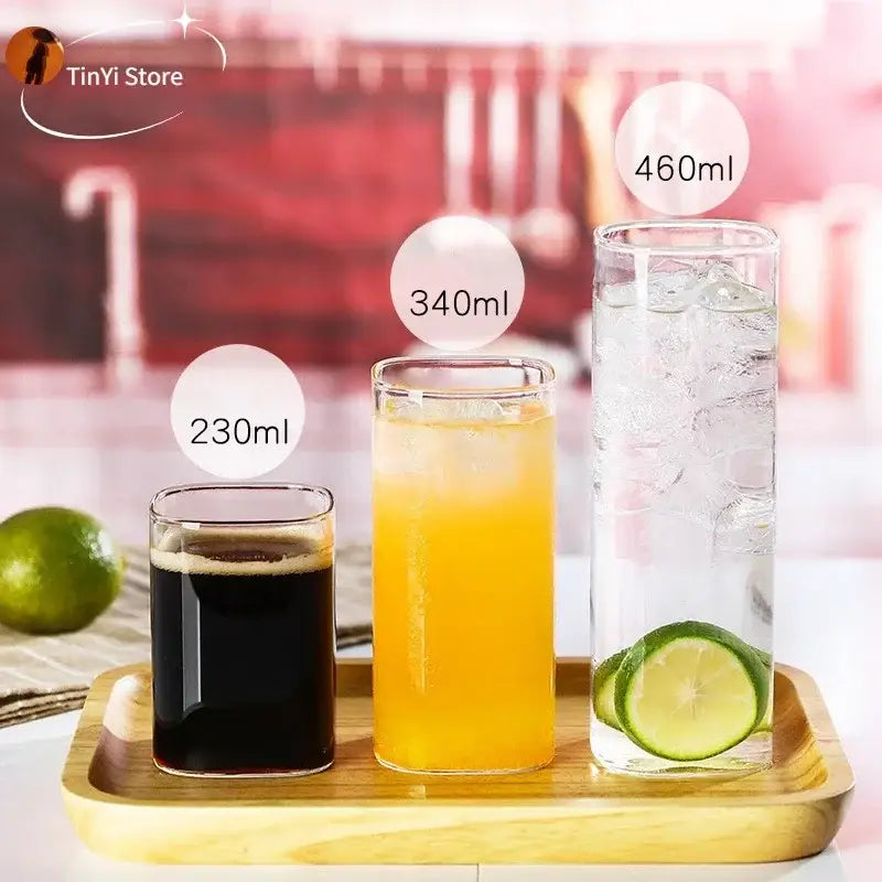 Modern square glass coffee tea mug kitchen drinkware
