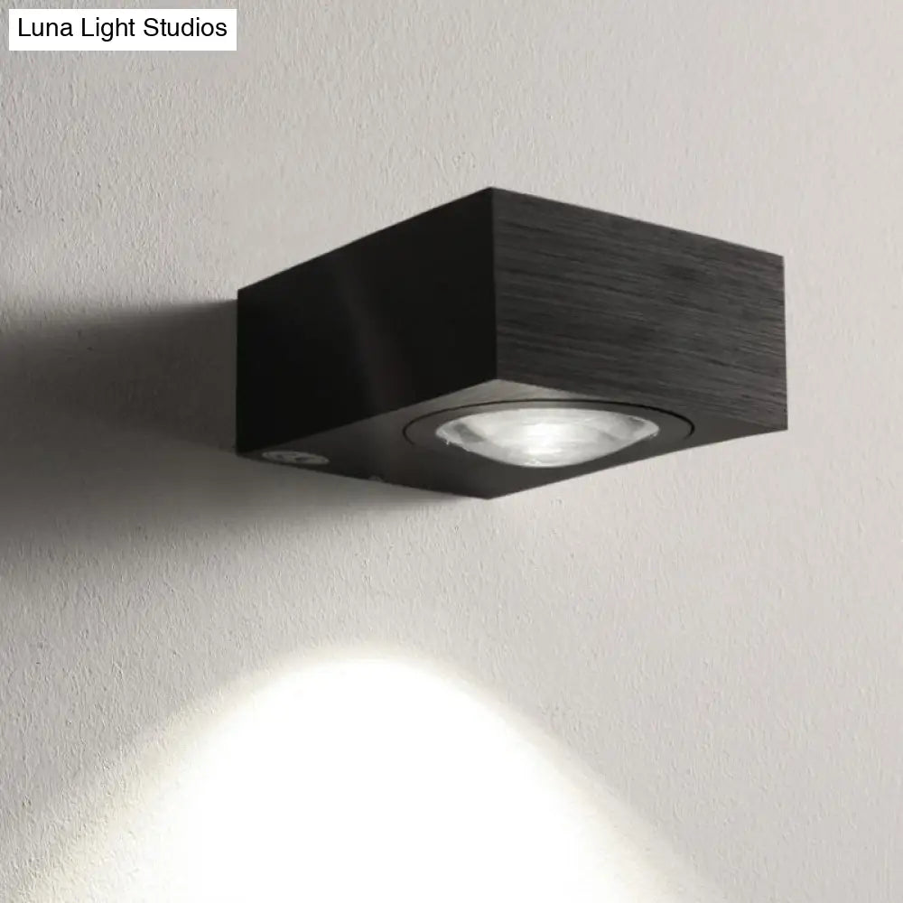 DecorBites™ Modern Square LED Sconce Light Fixture for Bedroom Wall - Aluminum, Warm/White Light, Black/Silver