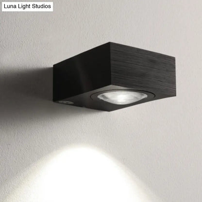 DecorBites™ Modern Square LED Sconce Light Fixture for Bedroom Wall - Aluminum, Warm/White Light, Black/Silver