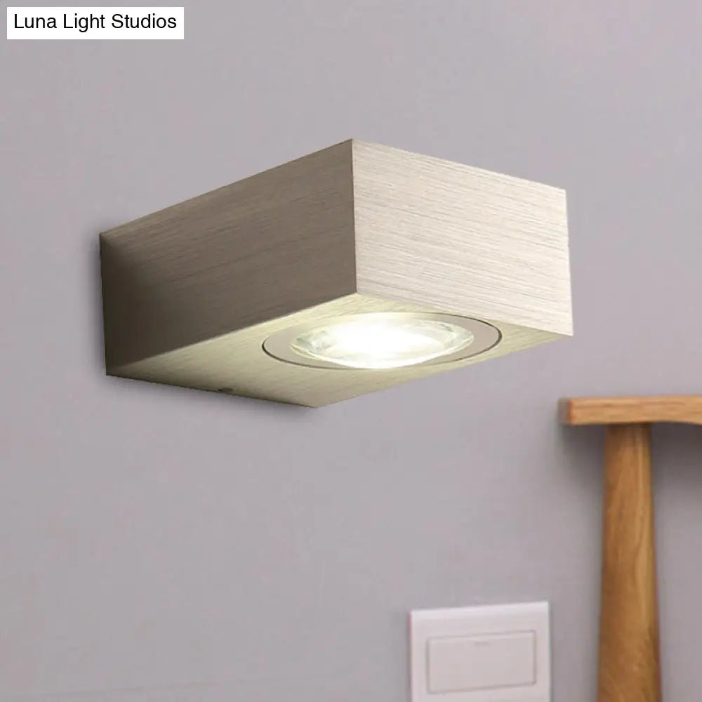 DecorBites™ Modern Square LED Sconce Light Fixture for Bedroom Wall - Aluminum, Warm/White Light, Black/Silver