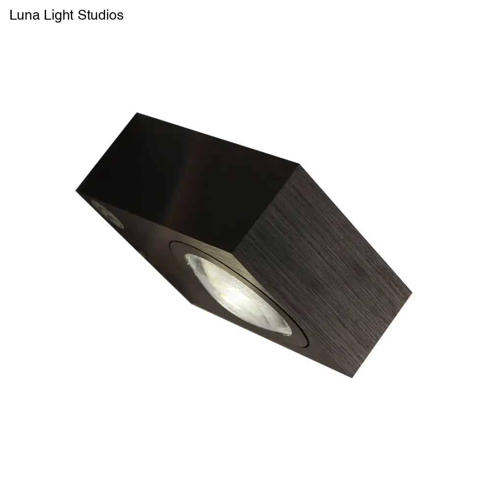 DecorBites™ Modern Square LED Sconce Light Fixture for Bedroom Wall - Aluminum, Warm/White Light, Black/Silver