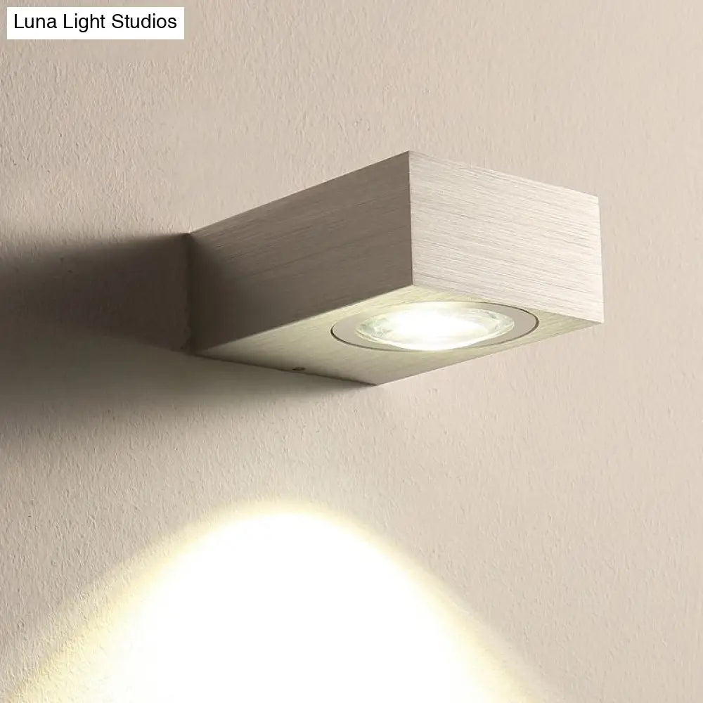 DecorBites™ Modern Square LED Sconce Light Fixture for Bedroom Wall - Aluminum, Warm/White Light, Black/Silver