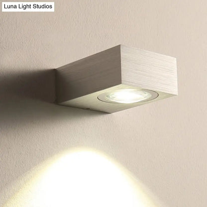 DecorBites™ Modern Square LED Sconce Light Fixture for Bedroom Wall - Aluminum, Warm/White Light, Black/Silver