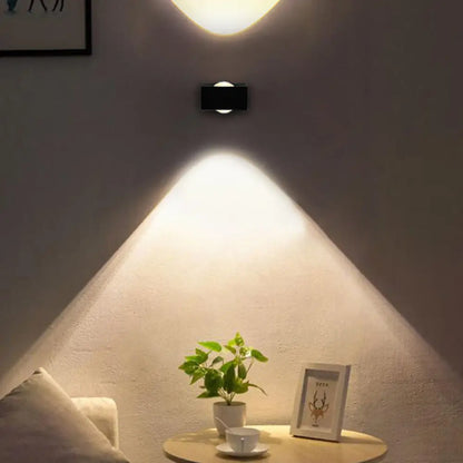DecorBites™ Modern Square LED Sconce Light Fixture for Bedroom Wall - Aluminum, Warm/White Light, Black/Silver