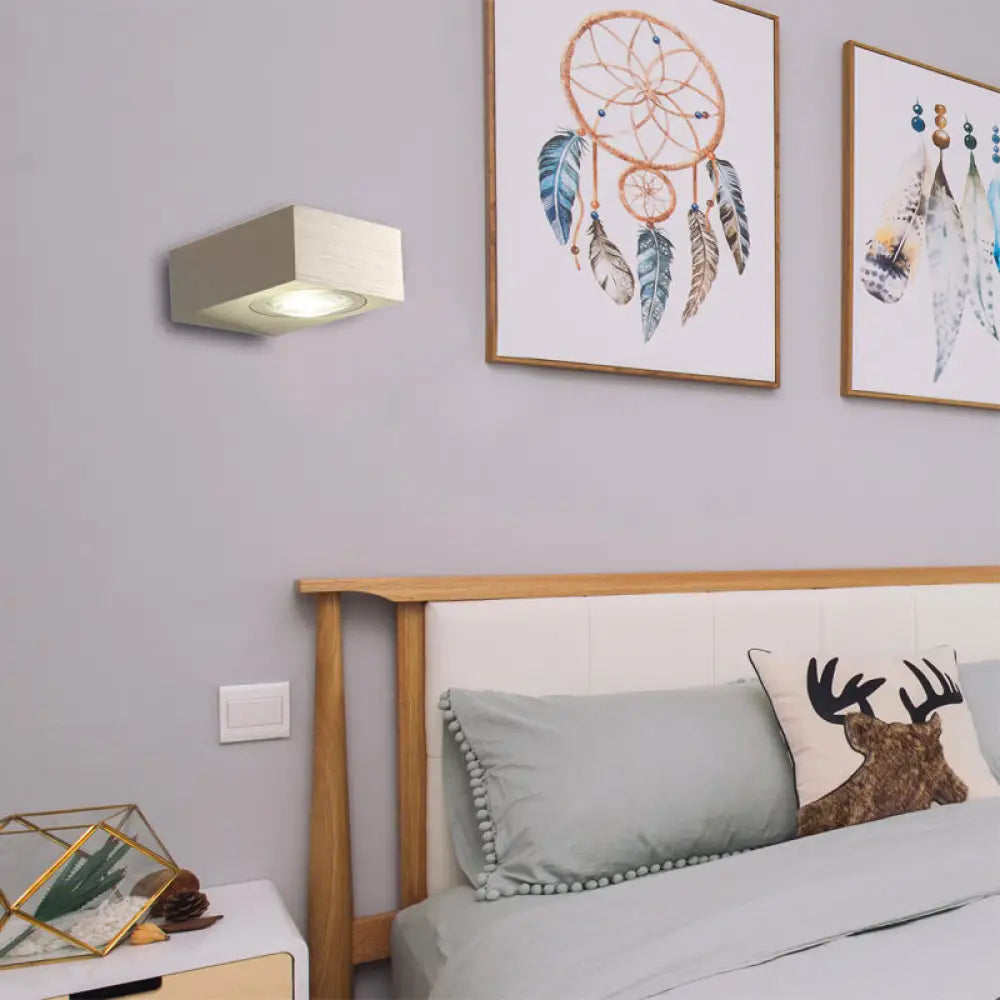 DecorBites™ Modern Square LED Sconce Light Fixture for Bedroom Wall - Aluminum, Warm/White Light, Black/Silver