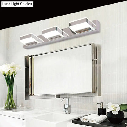 DecorBites™ Modern Square LED Vanity Sconce with Stainless Steel & White Chrome Finish for Bath
