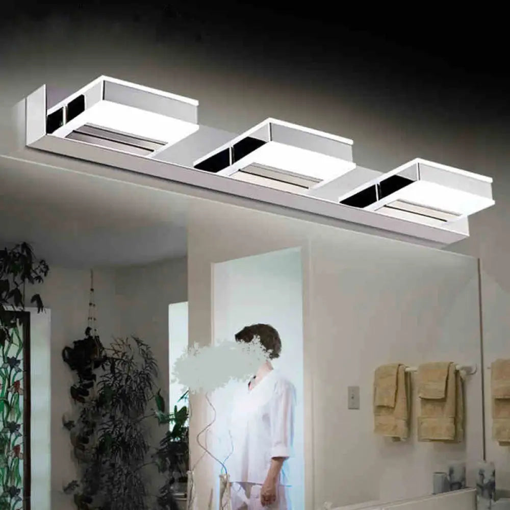 DecorBites™ Modern Square LED Vanity Sconce with Stainless Steel & White Chrome Finish for Bath
