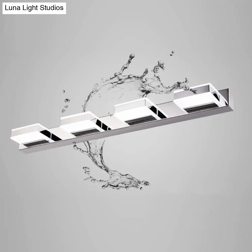 DecorBites™ Modern Square LED Vanity Sconce with Stainless Steel & White Chrome Finish for Bath