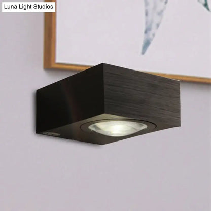 Modern square led wall light black & silver bedroom sconce