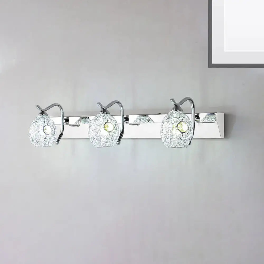Modern stainless steel 3 head vanity wall light bathroom warm white light