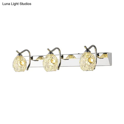 Modern stainless steel 3 head vanity wall light bathroom warm white light