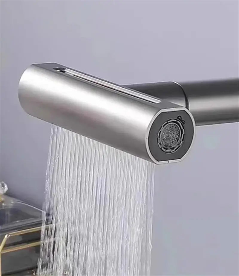 Modern stainless steel and black kitchen faucet replacement spouts