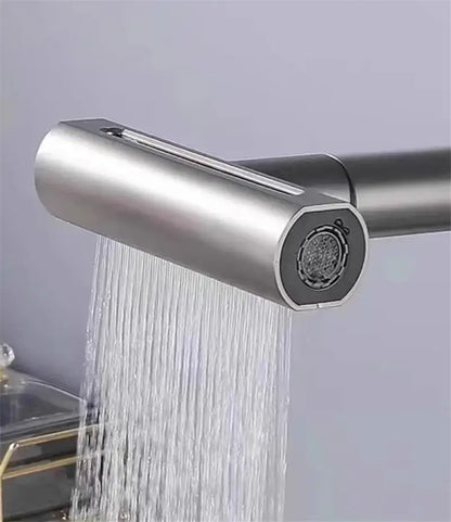 Modern stainless steel and black kitchen faucet replacement spouts