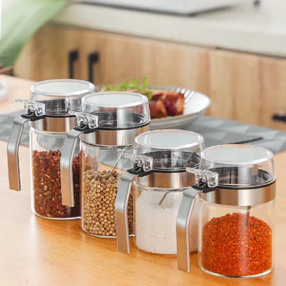 Modern stainless steel and glass seasoning pot kitchen spice shaker