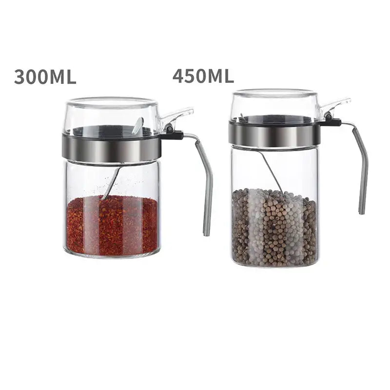 Modern stainless steel and glass seasoning pot kitchen spice shaker
