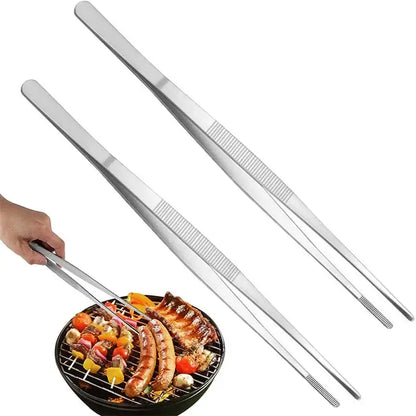 Modern stainless steel bbq tongs kitchen cooking clip with textured grip