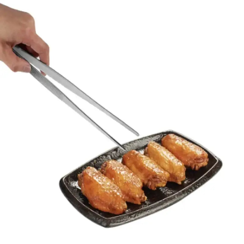Modern stainless steel bbq tongs kitchen cooking clip with textured grip