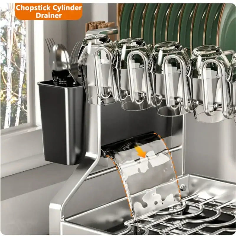 Modern stainless steel black dish drying rack kitchen storage rack