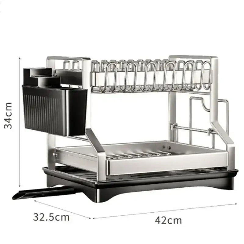 Modern stainless steel black dish drying rack kitchen storage rack