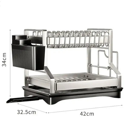 Modern stainless steel black dish drying rack kitchen storage rack