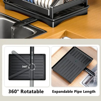 Modern stainless steel black dish drying rack kitchen storage rack