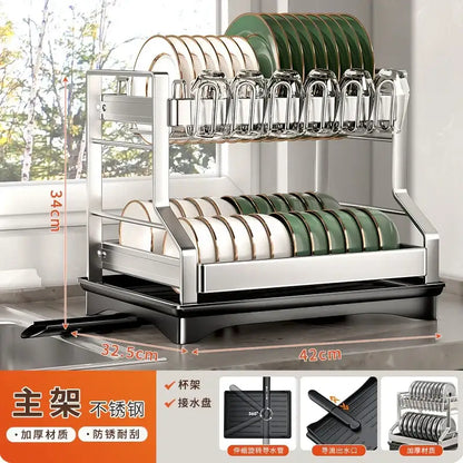 Modern stainless steel black dish drying rack kitchen storage rack