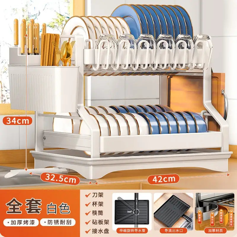 Modern stainless steel black dish drying rack kitchen storage rack