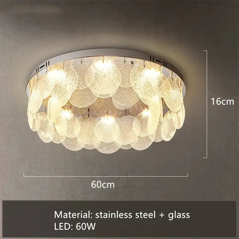 Modern stainless steel bubble glass led ceiling light bedroom fixture