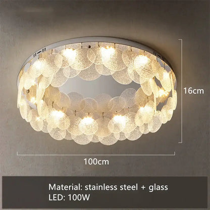 Modern stainless steel bubble glass led ceiling light bedroom fixture