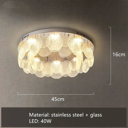 Modern stainless steel bubble glass led ceiling light bedroom fixture