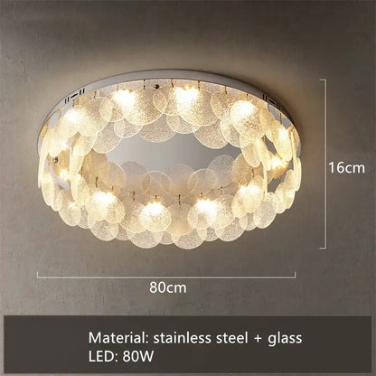 Modern stainless steel bubble glass led ceiling light bedroom fixture