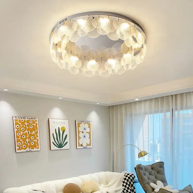 Modern stainless steel bubble glass led ceiling light bedroom fixture