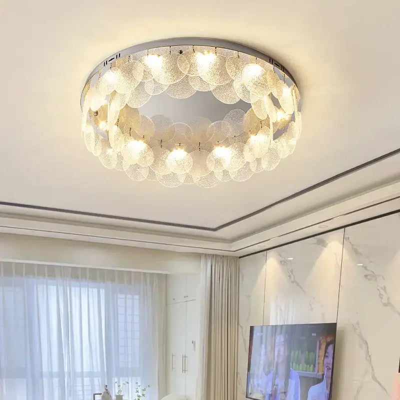 Modern stainless steel bubble glass led ceiling light bedroom fixture