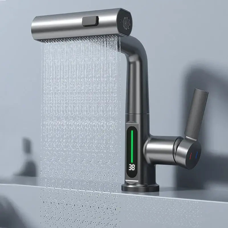 Modern stainless steel digital display basin faucet bathroom temp control