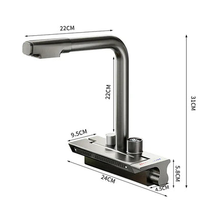 Modern stainless steel digital display pull out kitchen faucet
