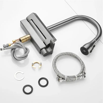 Modern stainless steel digital display pull out kitchen faucet