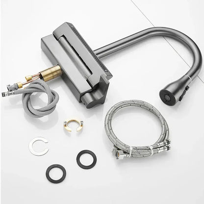 Modern stainless steel digital display pull out kitchen faucet