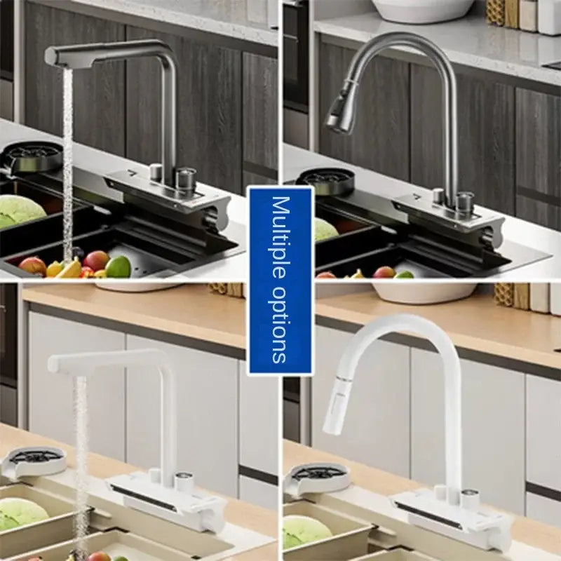 Modern stainless steel digital display pull out kitchen faucet